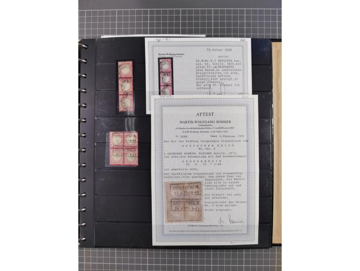 1872/75, Sammlung mit rund 200 Marken/Briefstücken und 30 Belegen, dabei zahlreiche Plattenfehler, Prägefehler, raue Zähnung,