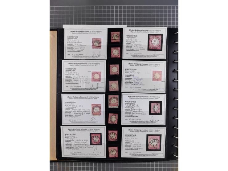 1872/75, Sammlung mit rund 200 Marken/Briefstücken und 30 Belegen, dabei zahlreiche Plattenfehler, Prägefehler, raue Zähnung,