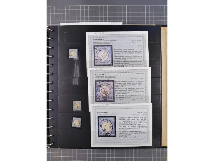 1872/75, Sammlung mit rund 200 Marken/Briefstücken und 30 Belegen, dabei zahlreiche Plattenfehler, Prägefehler, raue Zähnung,