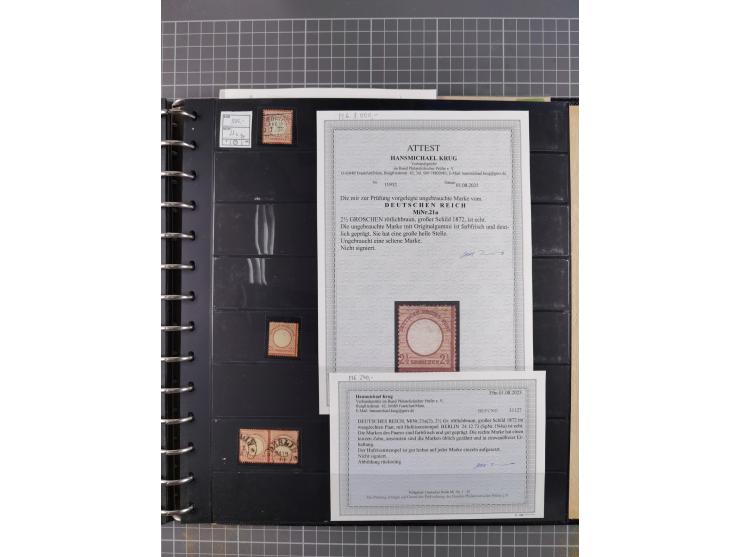 1872/75, Sammlung mit rund 200 Marken/Briefstücken und 30 Belegen, dabei zahlreiche Plattenfehler, Prägefehler, raue Zähnung,