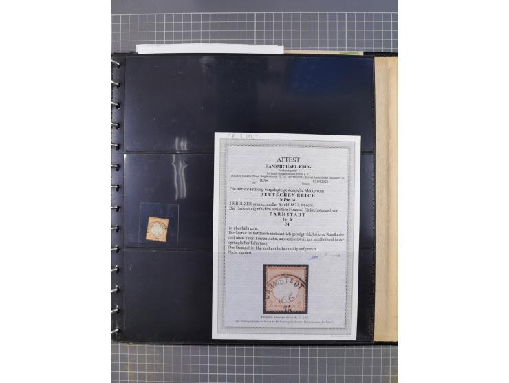 1872/75, Sammlung mit rund 200 Marken/Briefstücken und 30 Belegen, dabei zahlreiche Plattenfehler, Prägefehler, raue Zähnung,