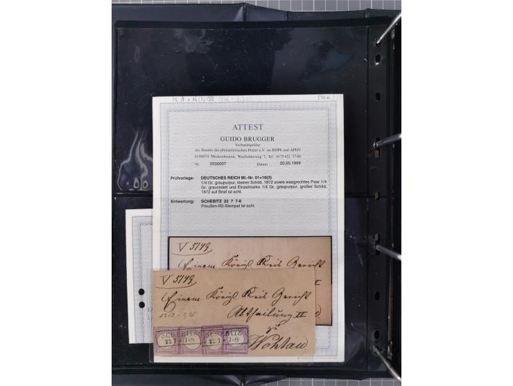 1872/75, Groschenbezirk, rund 60 Briefe und Ganzsachen, dabei viele interessante Belege, u.a. 1 (3) auf Drucksache nach Amste