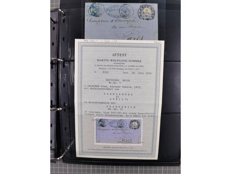 1872/75, Groschenbezirk, rund 60 Briefe und Ganzsachen, dabei viele interessante Belege, u.a. 1 (3) auf Drucksache nach Amste