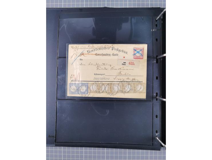 1872/75, Groschenbezirk, rund 60 Briefe und Ganzsachen, dabei viele interessante Belege, u.a. 1 (3) auf Drucksache nach Amste