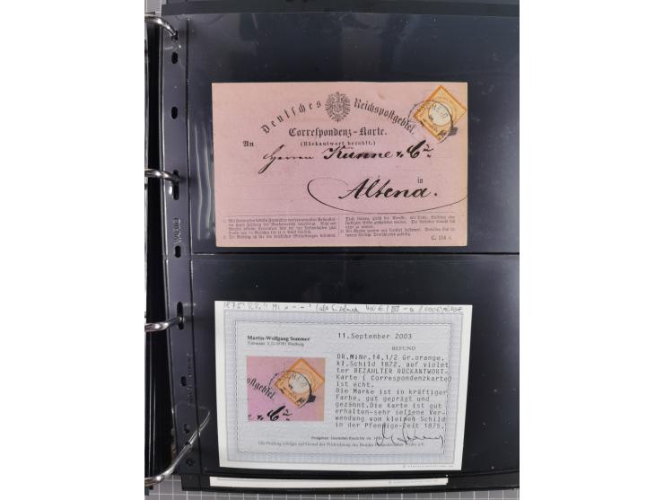 1872/75, Groschenbezirk, rund 60 Briefe und Ganzsachen, dabei viele interessante Belege, u.a. 1 (3) auf Drucksache nach Amste