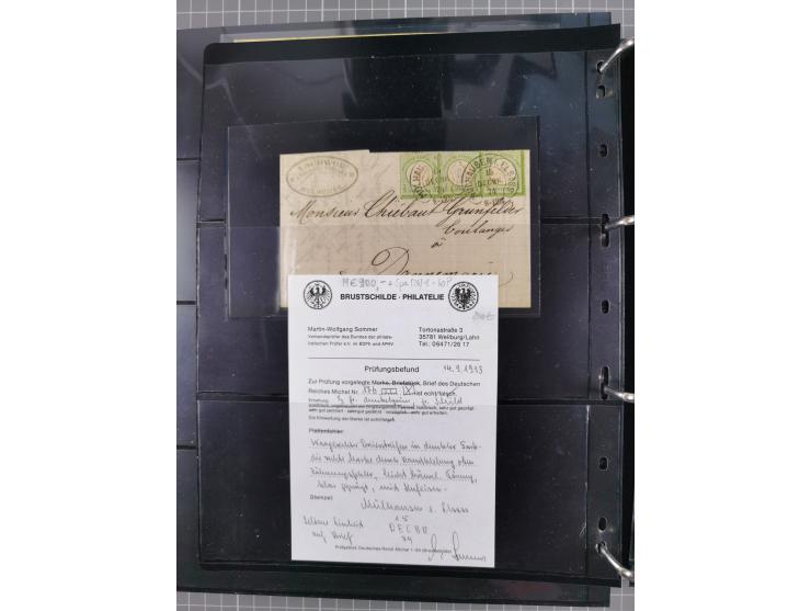 1872/75, Groschenbezirk, rund 60 Briefe und Ganzsachen, dabei viele interessante Belege, u.a. 1 (3) auf Drucksache nach Amste