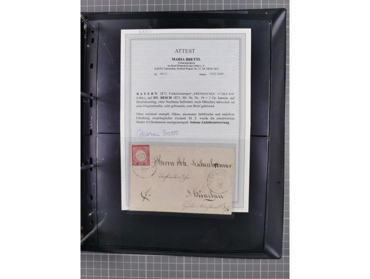 1872/75, Groschenbezirk, rund 60 Briefe und Ganzsachen, dabei viele interessante Belege, u.a. 1 (3) auf Drucksache nach Amste