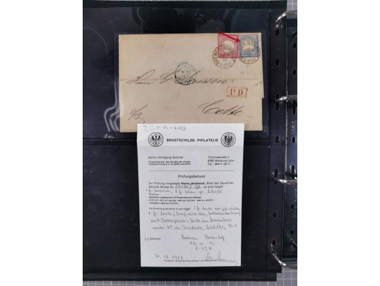 1872/75, Groschenbezirk, rund 60 Briefe und Ganzsachen, dabei viele interessante Belege, u.a. 1 (3) auf Drucksache nach Amste