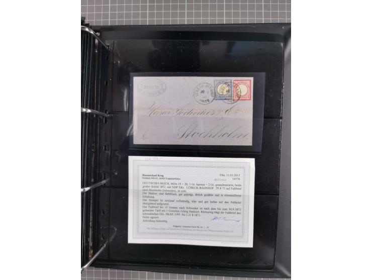 1872/75, Groschenbezirk, rund 60 Briefe und Ganzsachen, dabei viele interessante Belege, u.a. 1 (3) auf Drucksache nach Amste