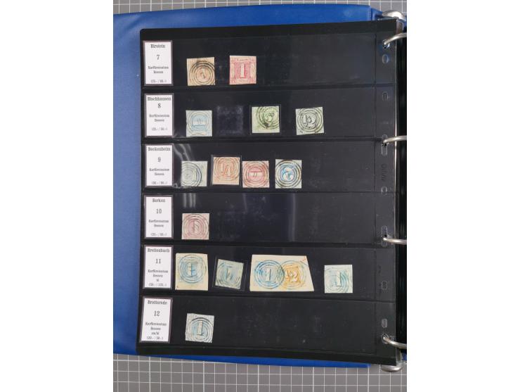 1852/65 (ca.), Sammlung der Nummernstempel ex Nr. 1 bis Nr. 415, überschlägig 700 Marken und 90 Briefe (teils Vorderseiten), 