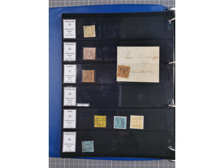 1852/65 (ca.), Sammlung der Nummernstempel ex Nr. 1 bis Nr. 415, überschlägig 700 Marken und 90 Briefe (teils Vorderseiten), 