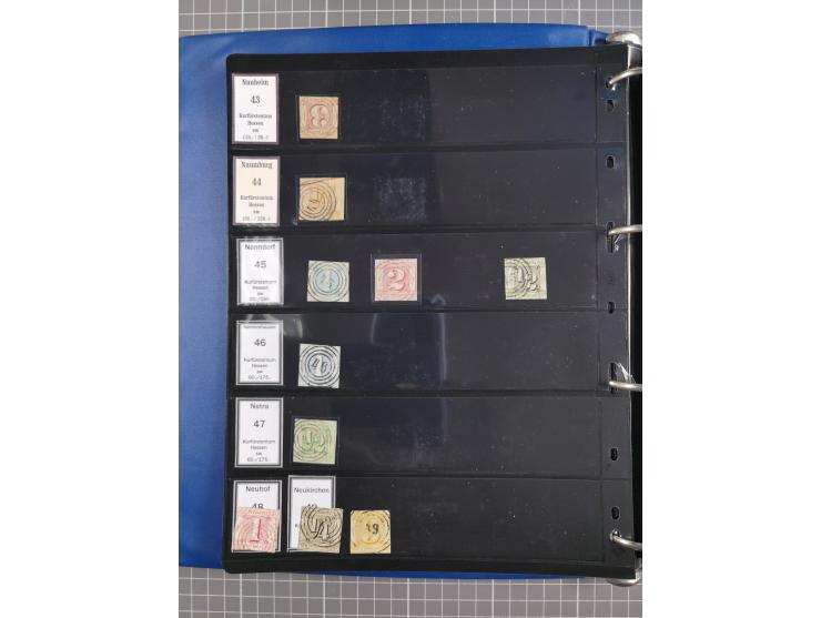 1852/65 (ca.), Sammlung der Nummernstempel ex Nr. 1 bis Nr. 415, überschlägig 700 Marken und 90 Briefe (teils Vorderseiten), 