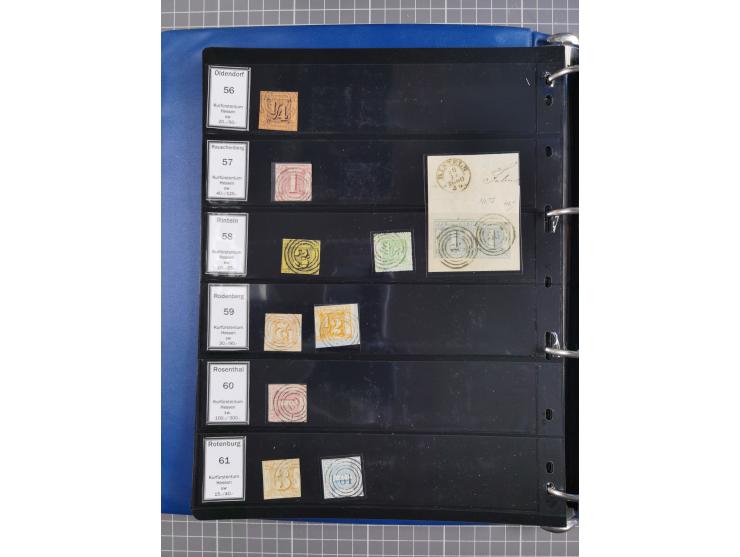 1852/65 (ca.), Sammlung der Nummernstempel ex Nr. 1 bis Nr. 415, überschlägig 700 Marken und 90 Briefe (teils Vorderseiten), 