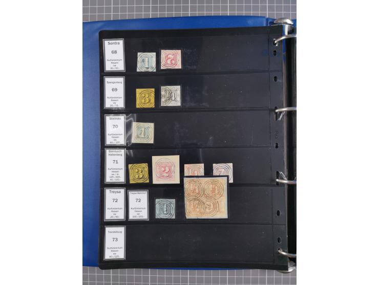 1852/65 (ca.), Sammlung der Nummernstempel ex Nr. 1 bis Nr. 415, überschlägig 700 Marken und 90 Briefe (teils Vorderseiten), 