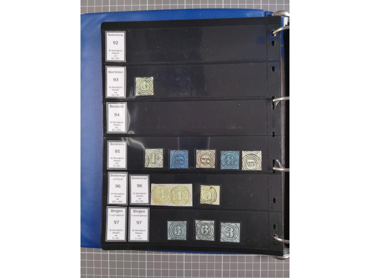 1852/65 (ca.), Sammlung der Nummernstempel ex Nr. 1 bis Nr. 415, überschlägig 700 Marken und 90 Briefe (teils Vorderseiten), 