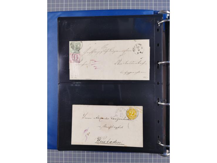 1852/65 (ca.), Sammlung der Nummernstempel ex Nr. 1 bis Nr. 415, überschlägig 700 Marken und 90 Briefe (teils Vorderseiten), 