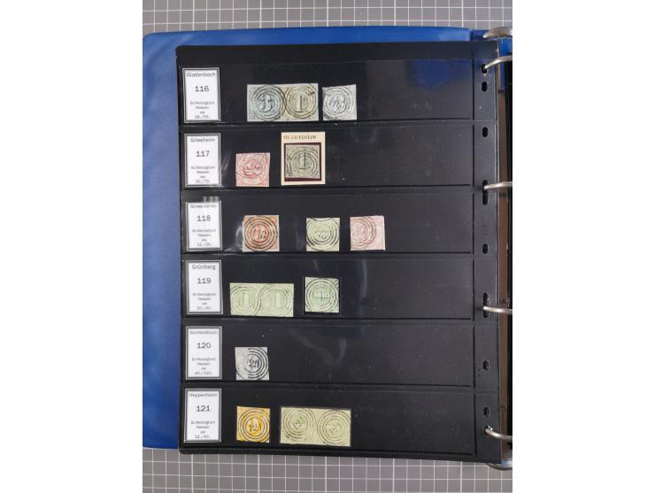 1852/65 (ca.), Sammlung der Nummernstempel ex Nr. 1 bis Nr. 415, überschlägig 700 Marken und 90 Briefe (teils Vorderseiten), 