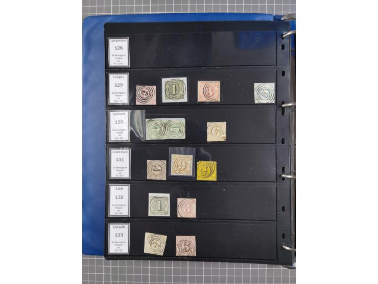 1852/65 (ca.), Sammlung der Nummernstempel ex Nr. 1 bis Nr. 415, überschlägig 700 Marken und 90 Briefe (teils Vorderseiten), 