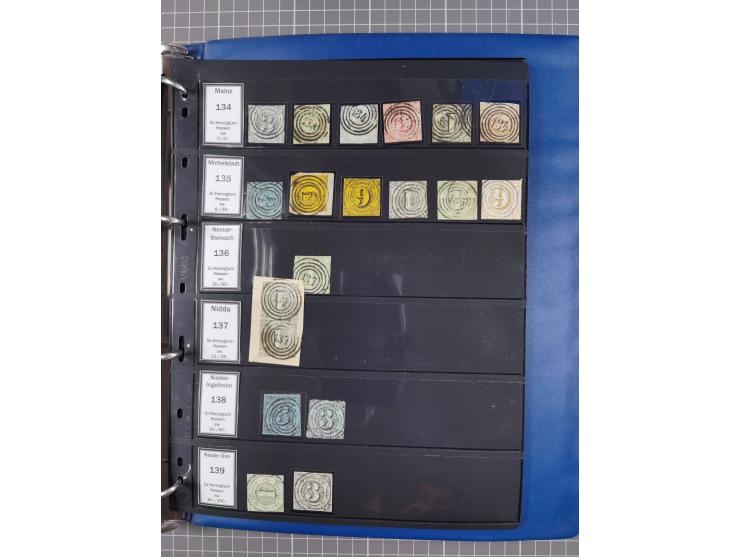 1852/65 (ca.), Sammlung der Nummernstempel ex Nr. 1 bis Nr. 415, überschlägig 700 Marken und 90 Briefe (teils Vorderseiten), 