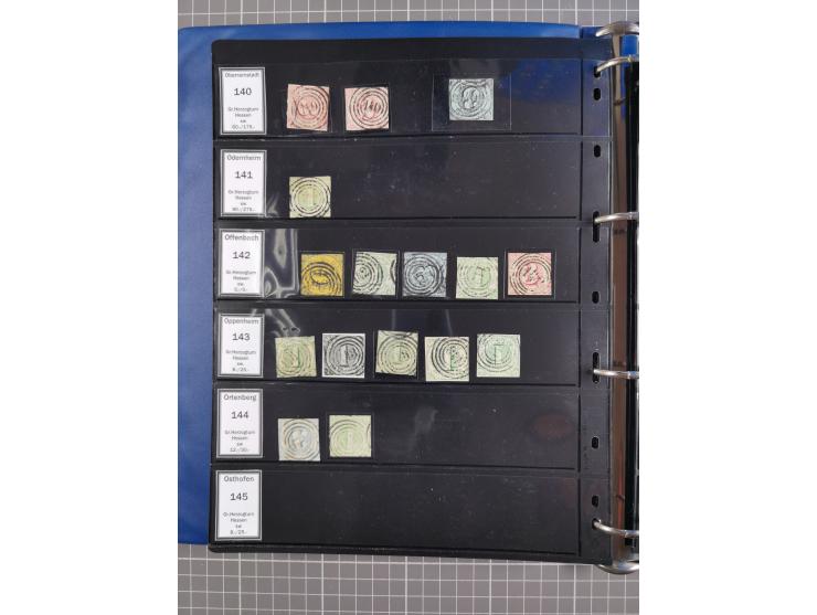 1852/65 (ca.), Sammlung der Nummernstempel ex Nr. 1 bis Nr. 415, überschlägig 700 Marken und 90 Briefe (teils Vorderseiten), 