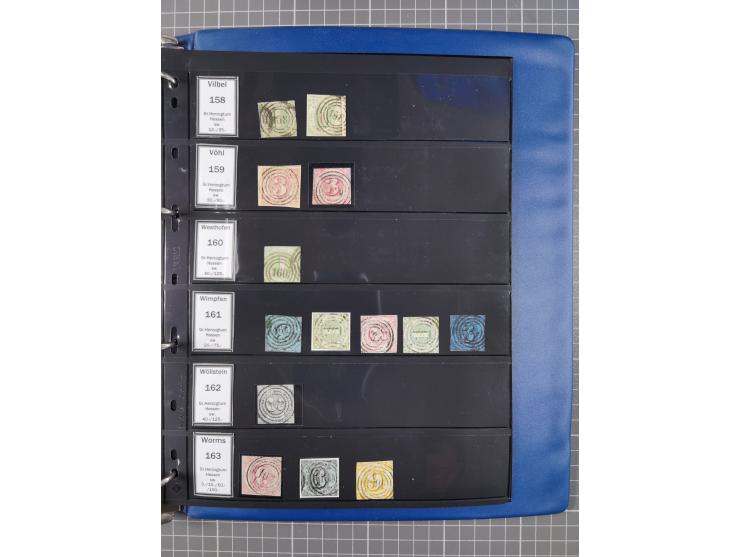 1852/65 (ca.), Sammlung der Nummernstempel ex Nr. 1 bis Nr. 415, überschlägig 700 Marken und 90 Briefe (teils Vorderseiten), 