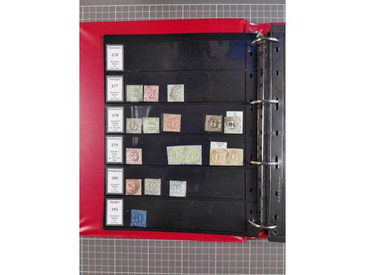 1852/65 (ca.), Sammlung der Nummernstempel ex Nr. 1 bis Nr. 415, überschlägig 700 Marken und 90 Briefe (teils Vorderseiten), 