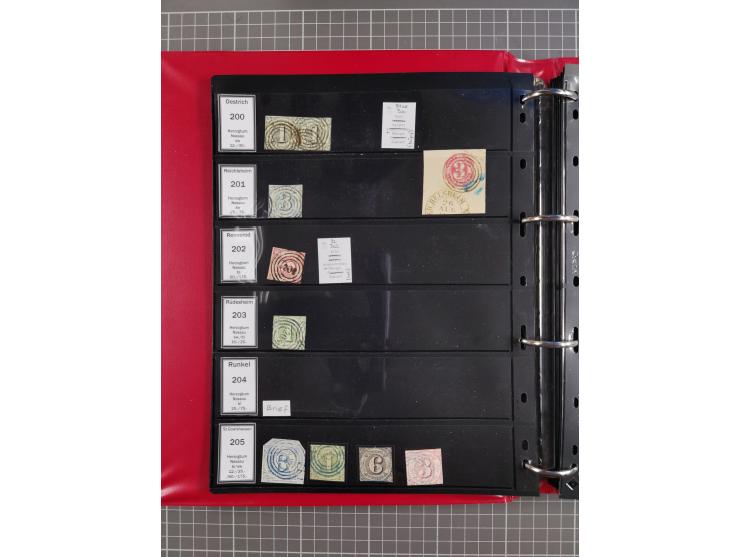 1852/65 (ca.), Sammlung der Nummernstempel ex Nr. 1 bis Nr. 415, überschlägig 700 Marken und 90 Briefe (teils Vorderseiten), 