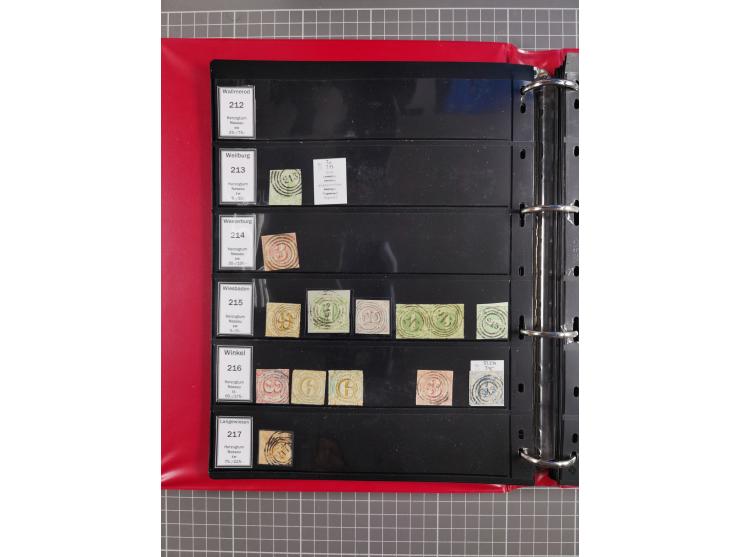 1852/65 (ca.), Sammlung der Nummernstempel ex Nr. 1 bis Nr. 415, überschlägig 700 Marken und 90 Briefe (teils Vorderseiten), 