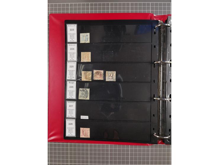 1852/65 (ca.), Sammlung der Nummernstempel ex Nr. 1 bis Nr. 415, überschlägig 700 Marken und 90 Briefe (teils Vorderseiten), 