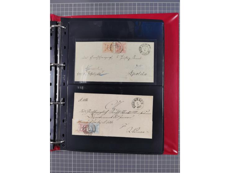 1852/65 (ca.), Sammlung der Nummernstempel ex Nr. 1 bis Nr. 415, überschlägig 700 Marken und 90 Briefe (teils Vorderseiten), 