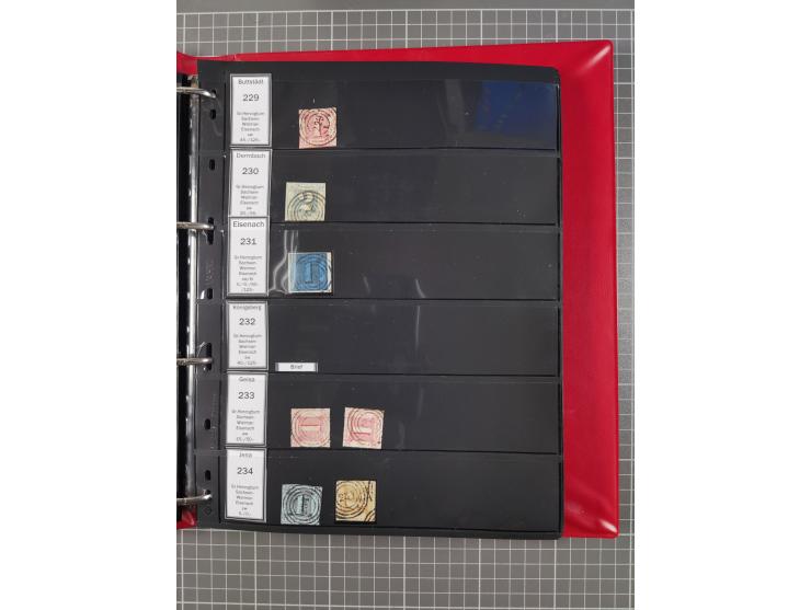 1852/65 (ca.), Sammlung der Nummernstempel ex Nr. 1 bis Nr. 415, überschlägig 700 Marken und 90 Briefe (teils Vorderseiten), 