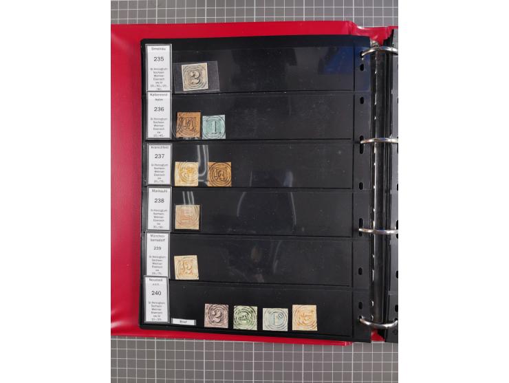 1852/65 (ca.), Sammlung der Nummernstempel ex Nr. 1 bis Nr. 415, überschlägig 700 Marken und 90 Briefe (teils Vorderseiten), 