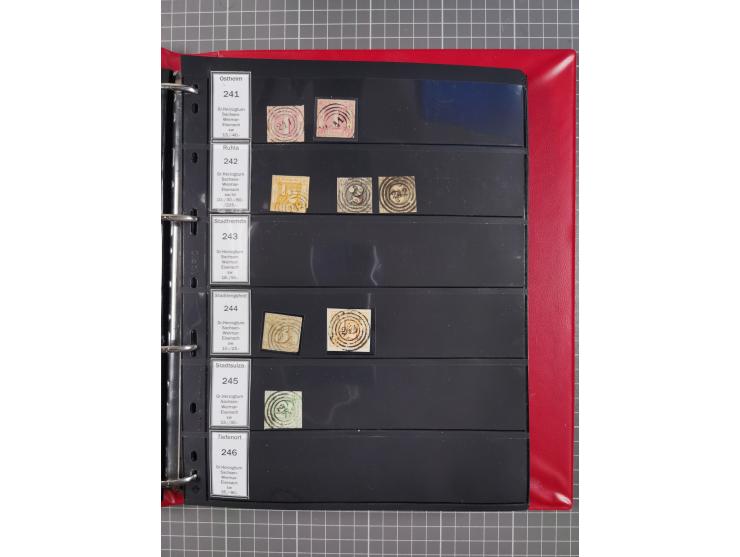 1852/65 (ca.), Sammlung der Nummernstempel ex Nr. 1 bis Nr. 415, überschlägig 700 Marken und 90 Briefe (teils Vorderseiten), 