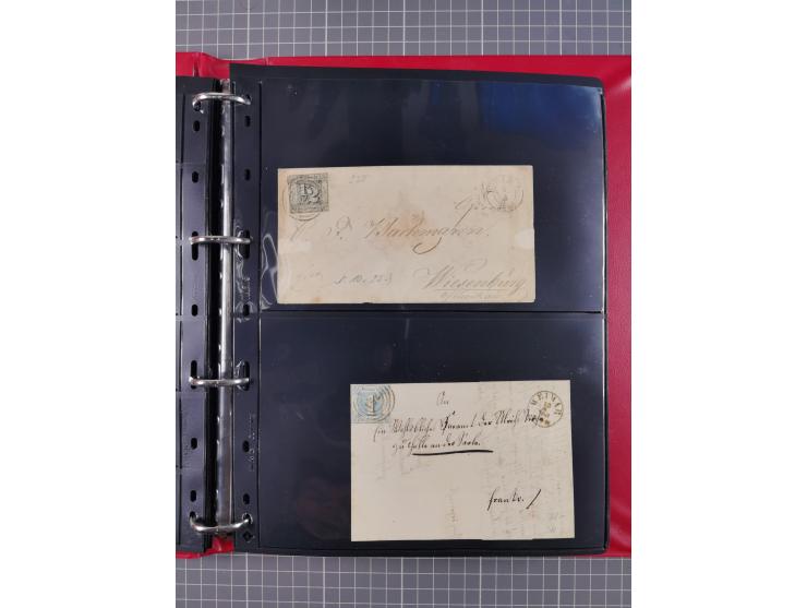 1852/65 (ca.), Sammlung der Nummernstempel ex Nr. 1 bis Nr. 415, überschlägig 700 Marken und 90 Briefe (teils Vorderseiten), 