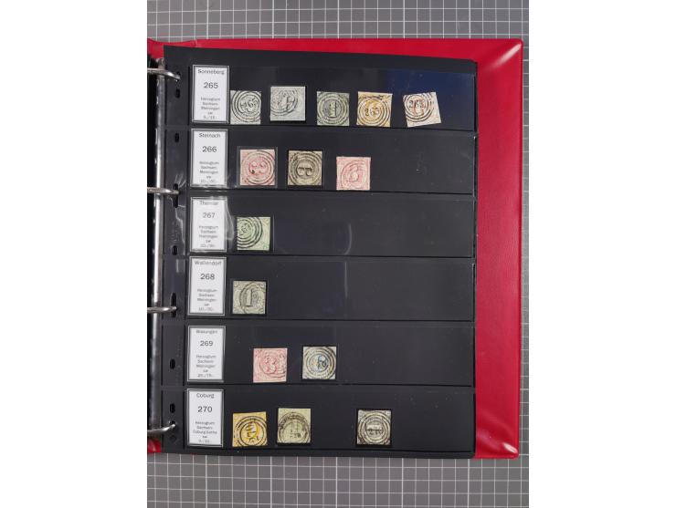 1852/65 (ca.), Sammlung der Nummernstempel ex Nr. 1 bis Nr. 415, überschlägig 700 Marken und 90 Briefe (teils Vorderseiten), 