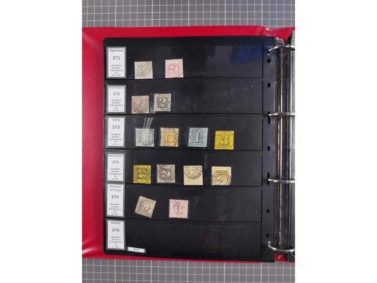 1852/65 (ca.), Sammlung der Nummernstempel ex Nr. 1 bis Nr. 415, überschlägig 700 Marken und 90 Briefe (teils Vorderseiten), 