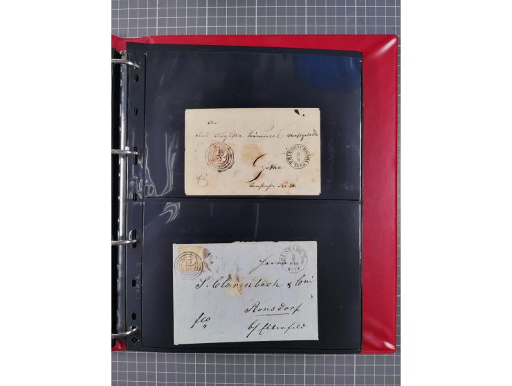 1852/65 (ca.), Sammlung der Nummernstempel ex Nr. 1 bis Nr. 415, überschlägig 700 Marken und 90 Briefe (teils Vorderseiten), 