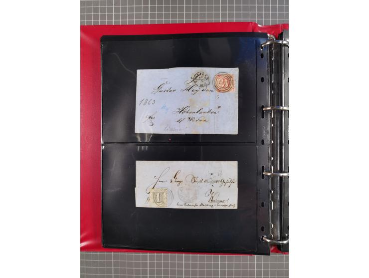 1852/65 (ca.), Sammlung der Nummernstempel ex Nr. 1 bis Nr. 415, überschlägig 700 Marken und 90 Briefe (teils Vorderseiten), 