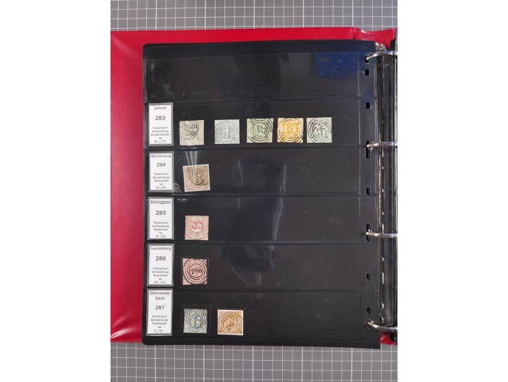 1852/65 (ca.), Sammlung der Nummernstempel ex Nr. 1 bis Nr. 415, überschlägig 700 Marken und 90 Briefe (teils Vorderseiten), 