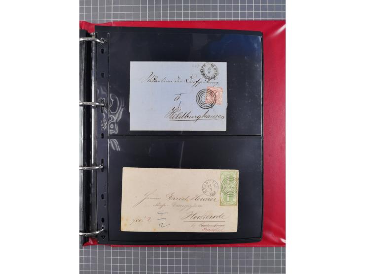 1852/65 (ca.), Sammlung der Nummernstempel ex Nr. 1 bis Nr. 415, überschlägig 700 Marken und 90 Briefe (teils Vorderseiten), 