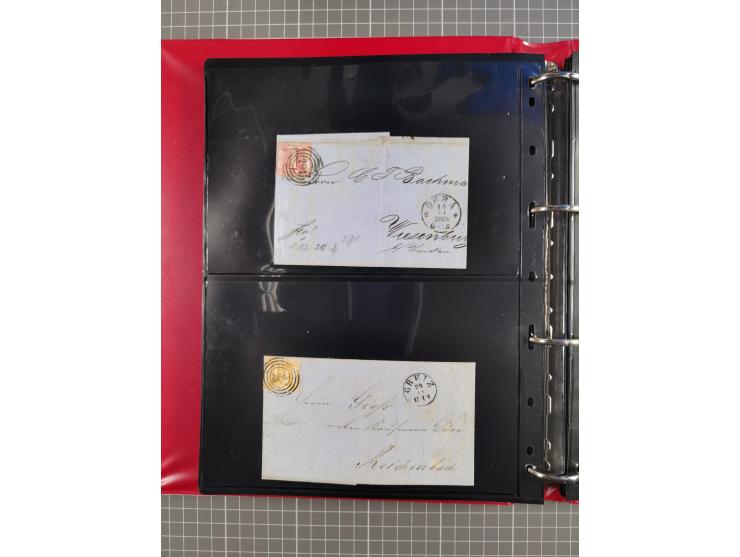 1852/65 (ca.), Sammlung der Nummernstempel ex Nr. 1 bis Nr. 415, überschlägig 700 Marken und 90 Briefe (teils Vorderseiten), 