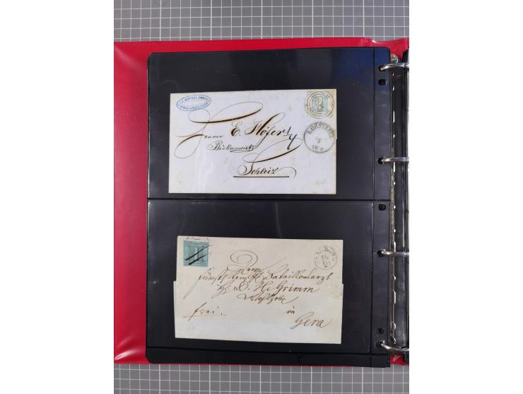 1852/65 (ca.), Sammlung der Nummernstempel ex Nr. 1 bis Nr. 415, überschlägig 700 Marken und 90 Briefe (teils Vorderseiten), 