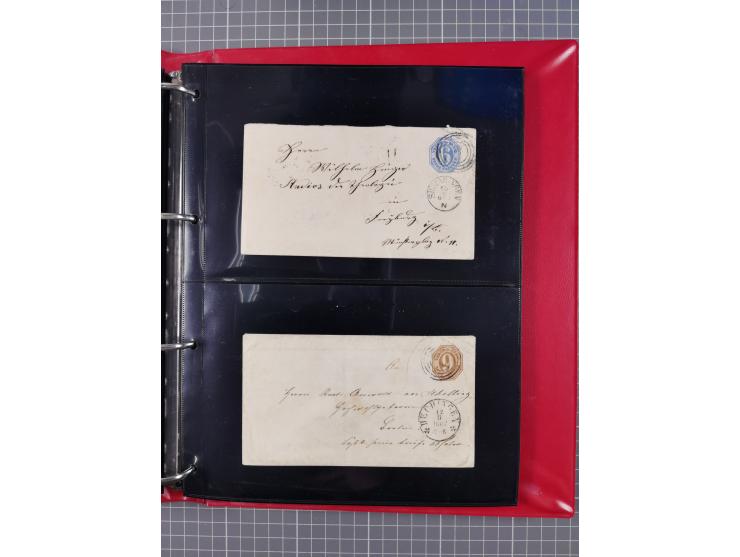 1852/65 (ca.), Sammlung der Nummernstempel ex Nr. 1 bis Nr. 415, überschlägig 700 Marken und 90 Briefe (teils Vorderseiten), 