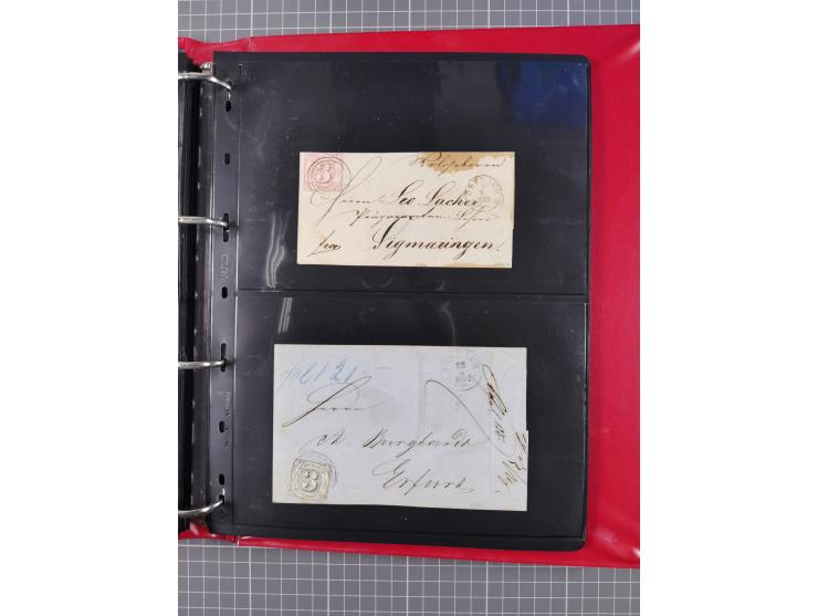 1852/65 (ca.), Sammlung der Nummernstempel ex Nr. 1 bis Nr. 415, überschlägig 700 Marken und 90 Briefe (teils Vorderseiten), 