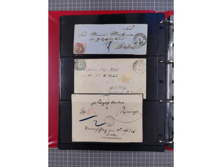 1852/65 (ca.), Sammlung der Nummernstempel ex Nr. 1 bis Nr. 415, überschlägig 700 Marken und 90 Briefe (teils Vorderseiten), 