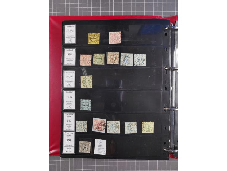 1852/65 (ca.), Sammlung der Nummernstempel ex Nr. 1 bis Nr. 415, überschlägig 700 Marken und 90 Briefe (teils Vorderseiten), 