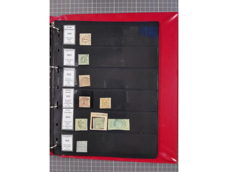 1852/65 (ca.), Sammlung der Nummernstempel ex Nr. 1 bis Nr. 415, überschlägig 700 Marken und 90 Briefe (teils Vorderseiten), 