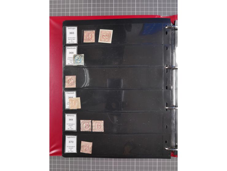 1852/65 (ca.), Sammlung der Nummernstempel ex Nr. 1 bis Nr. 415, überschlägig 700 Marken und 90 Briefe (teils Vorderseiten), 