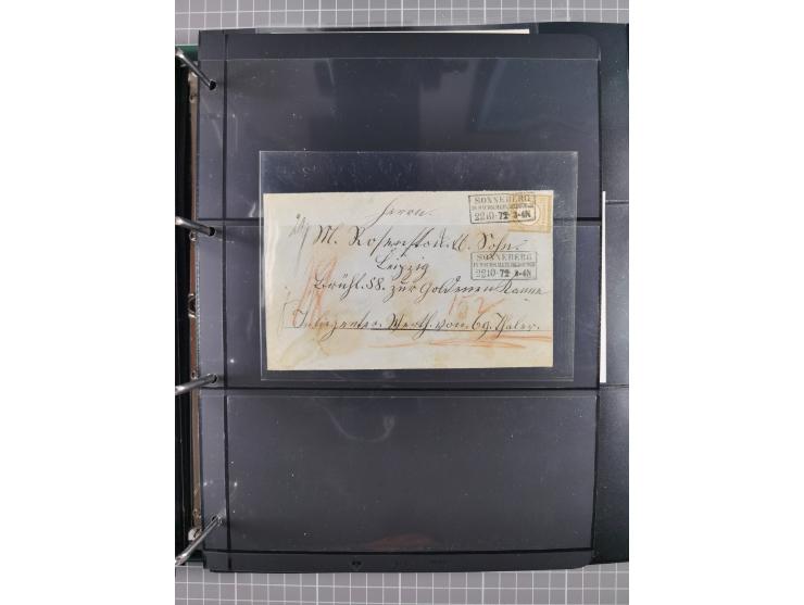 1872/75, Kreuzerbezirk, Sammlung von 31 Belegen, dabei Farbfrankaturen Michel 7 + 8, Mi. 8 EF auf Brief in den eigenen Landzu