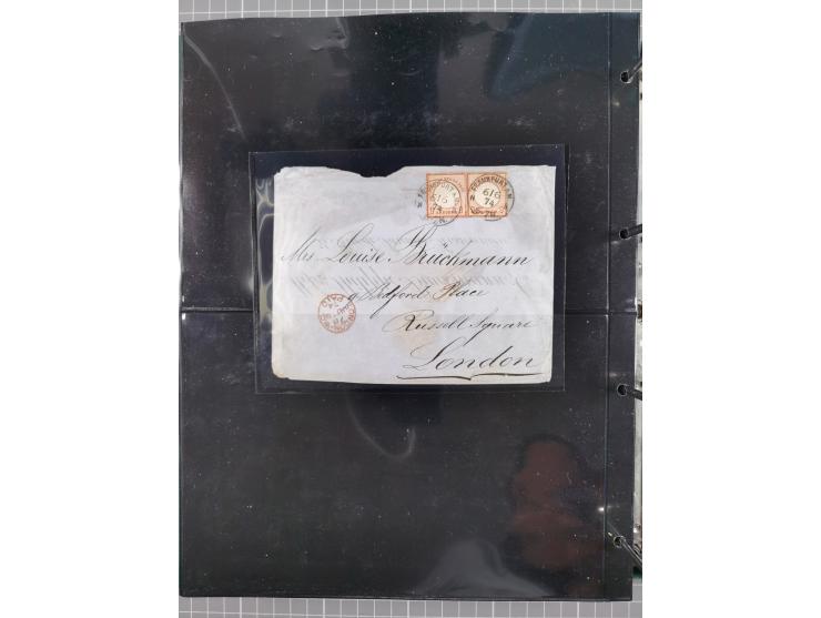 1872/75, Kreuzerbezirk, Sammlung von 31 Belegen, dabei Farbfrankaturen Michel 7 + 8, Mi. 8 EF auf Brief in den eigenen Landzu